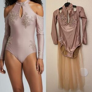 Patrick J designs solo dance costume blush mauve lyrical illusion MA adult